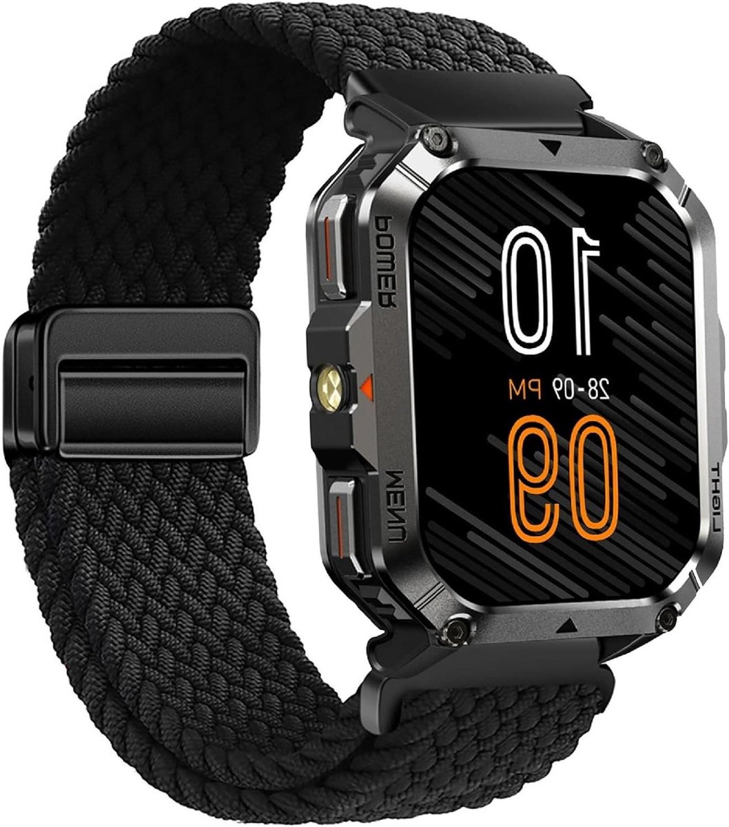 Allecto - Magnetische 22 mm horlogeband met nylonweefsel - Compatibel met Blackview W60-W70 Pro-W80 Pro - Zwart