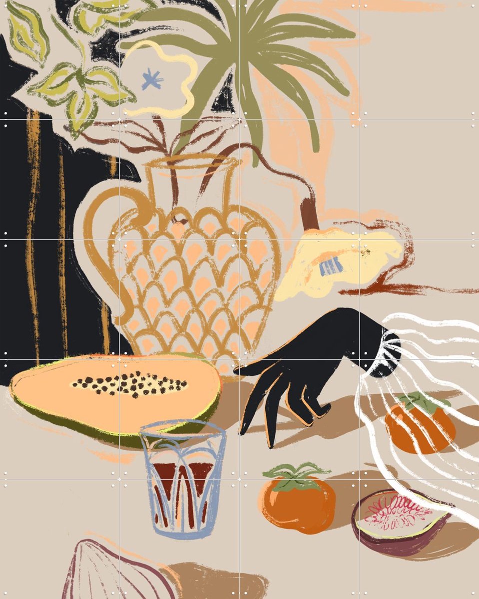 IXXI Fruitful Spread, Arty Guava - 80 x 100 cm - Gratis ophangtool - Grote wanddecoratie en posters - Illustraties, Kleurrijk, Eten & Drinken