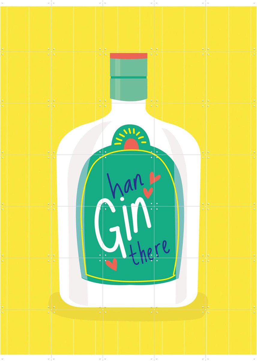 IXXI Han Gin There, Jetske Kox - 100 x 140 cm - Gratis ophangtool - Grote wanddecoratie en posters - Kleurrijk, Speels, Grafisch Ontwerp
