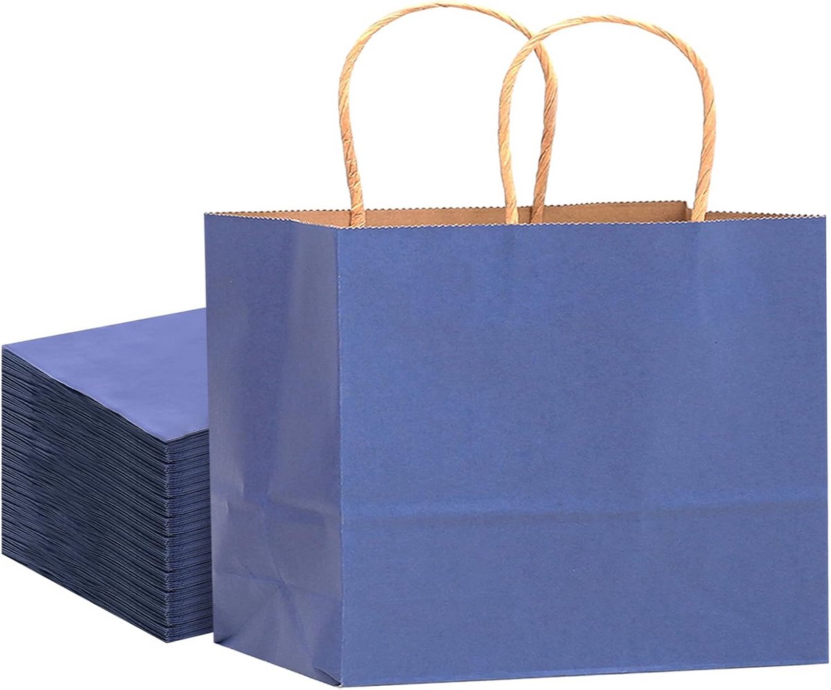 16 Stuks Blauwe Papieren Cadeauzakken met Handvatten Groot formaat