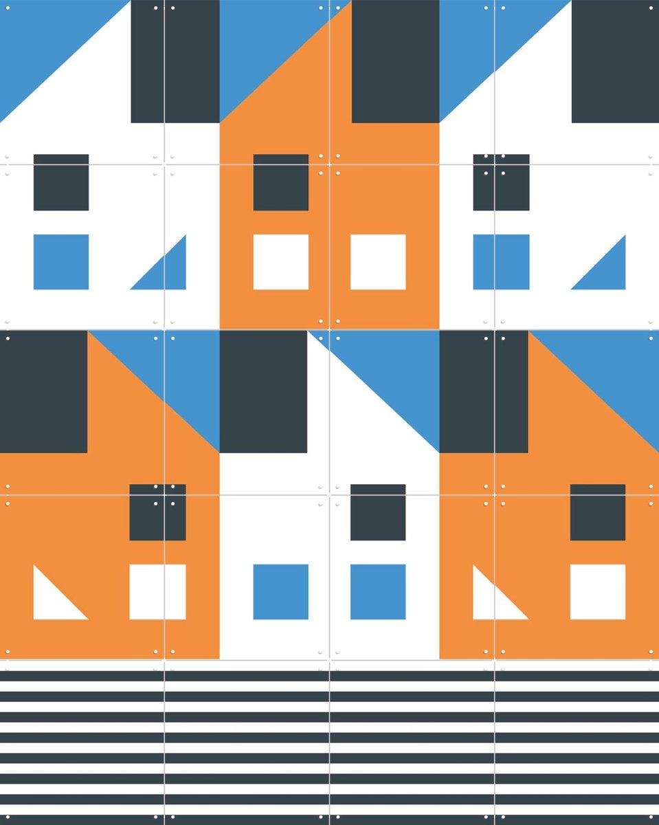 IXXI The Little Street, Studio Kars + Boom - 80 x 100 cm - Gratis ophangtool - Grote wanddecoratie en posters - Abstract, Illustraties, Kleurrijk