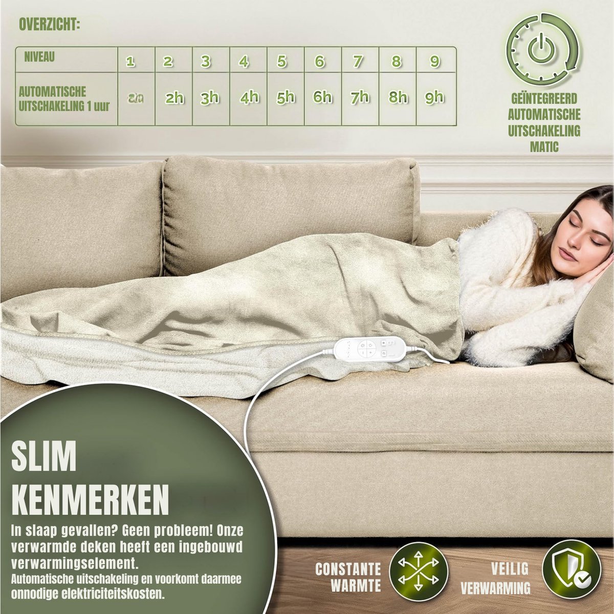 RWB® Elektrische Deken XXL - Elektrische Deken Extra Groot - Elektrische Deken thumbnail 2