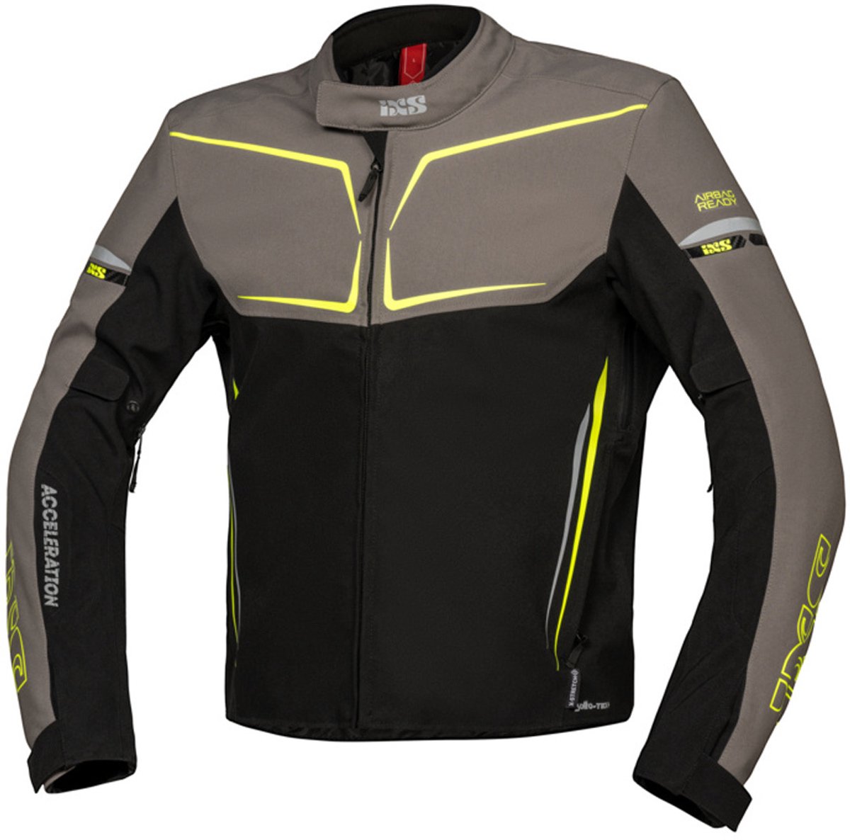 IXS TS-Pro ST+ Waterdichte Zwart Grijs Geel Textiele Motorjas - Jas