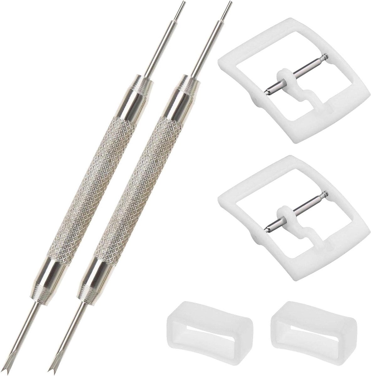 Allecto - Horlogeband Gesp - Horloge Band Loop Kits - Spring Bar Gereedschap - Stalen Horloge Band - Vervangende Onderdelen - 16mm Interne Breedte - 2 Sets - Geschikt voor Diverse Horlogemerken - Zwart