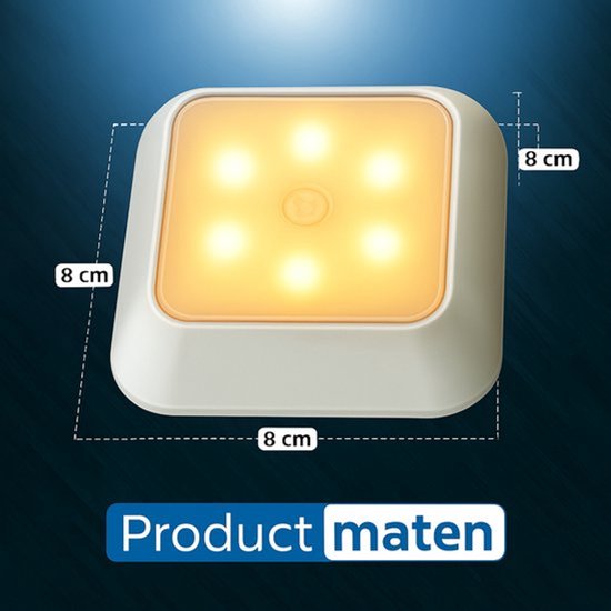 6 stuks LED Lamp met Bewegingssensor - Warm Wit - Nachtlamp op Batterij - Draadloos Sensor - Kastverlichting - Trapverlichting - Nachtlampje - Aluminium van Merkloos — afbeelding 2