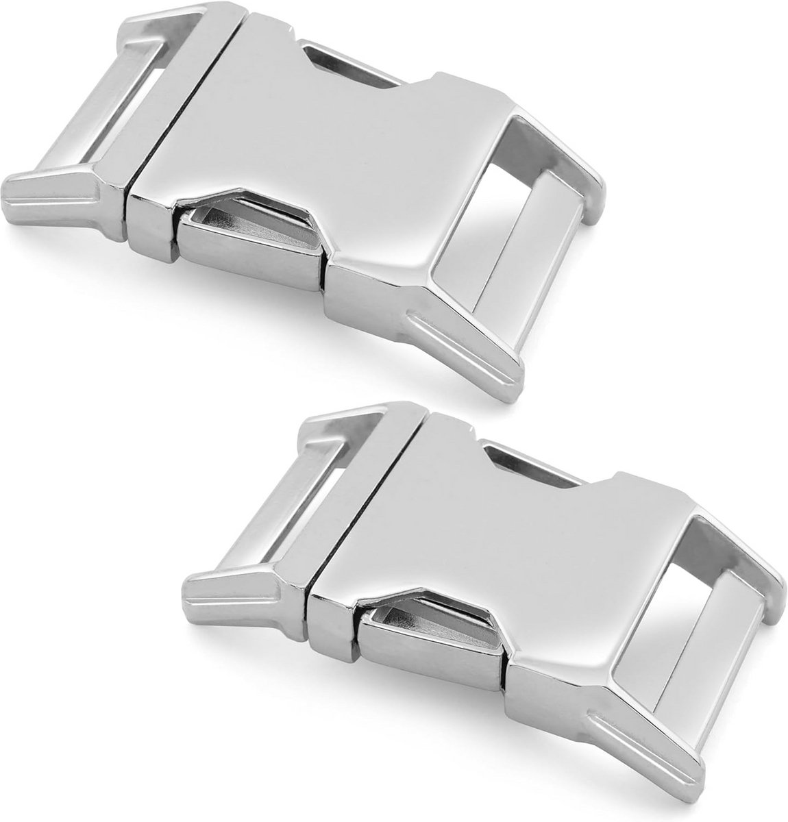 Set van 2 Metalen Snap Gespen 2,5 cm Zilverkleurig voor Paracord en Halsbanden