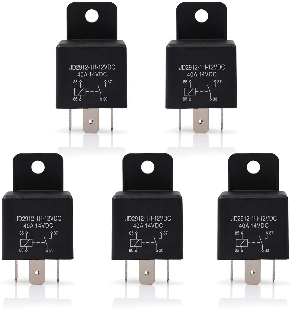 Set van 5 Universele 12V 40A 4-polige Autorelais voor Schakelaars en Starters