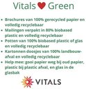 Vitals Hart Groen - Lijst met duurzame initiatieven van Vitals, zoals gerecycled papier en biobased plastic.