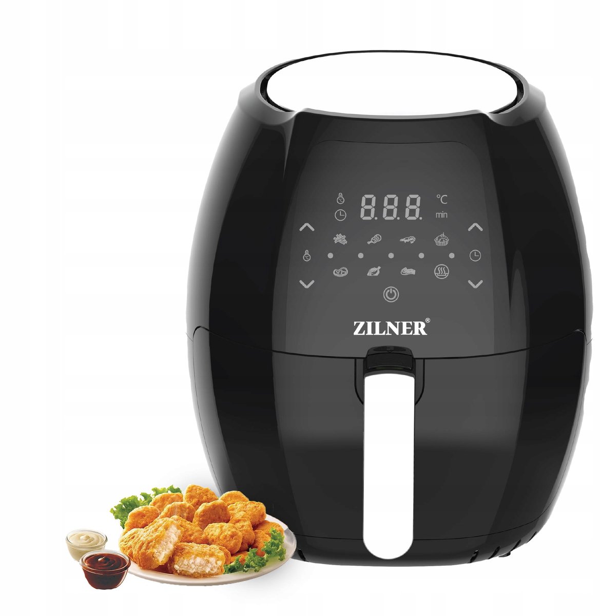 Zilner Airfryer - Heteluchtfriteuse - 7.7 Liter - XXL - 1800W - LCD Touchscreen - 7 Programma's - Warmhoudfunctie - BPA-vrij - Zwart