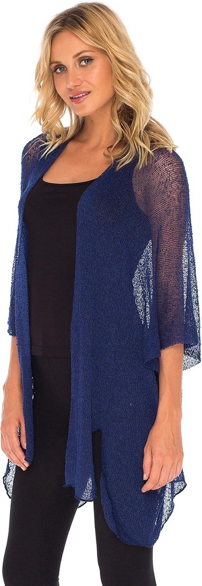 Dames Kimono Cardigan Strandjurk Open Voorkant - Blauw - Taille Unique
