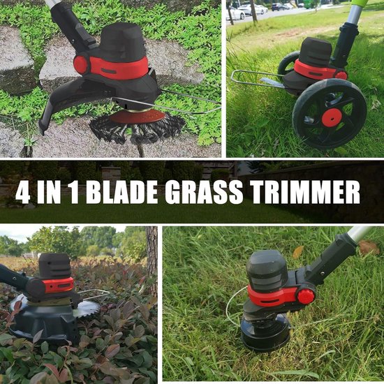Zweefmaaier - Bosmaaier Electrisch - Grastrimmer met Accu - Grasmaaier - Handmaaier met Wielen - Maaien — afbeelding 4