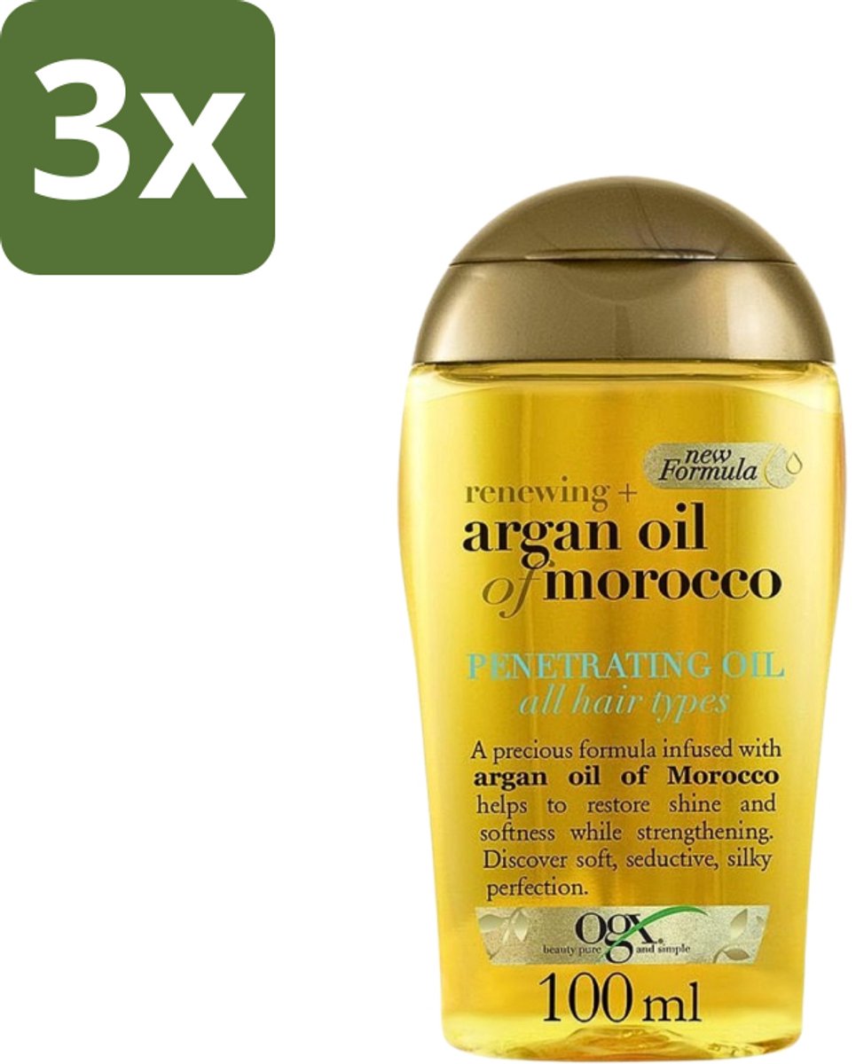 OGX - Argan Oil of Morocco - Haarolie - Penetrating Oil - Intensief Herstel - 100 ml - Bulkverpakking - 3 stuks