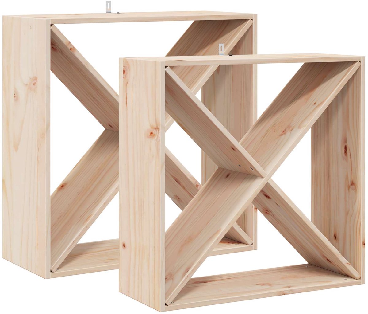 vidaXL - Wijnrek - 2 - pcs - Naturel - 62 - x - 25 - x - 62 - cm - Massief - grenenhout