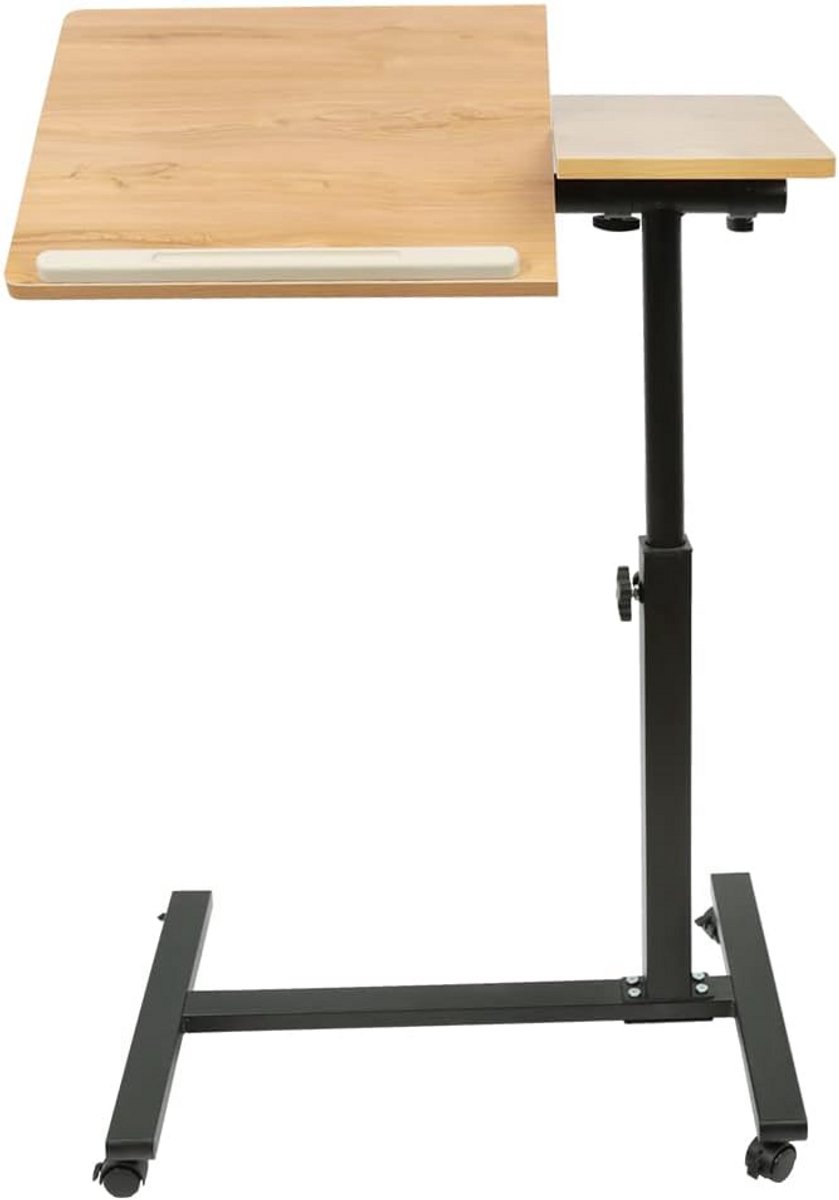 Inklapbare en In Hoogte Verstelbare Laptoptafel op Wielen - Ebbenhout Kleur Standaard