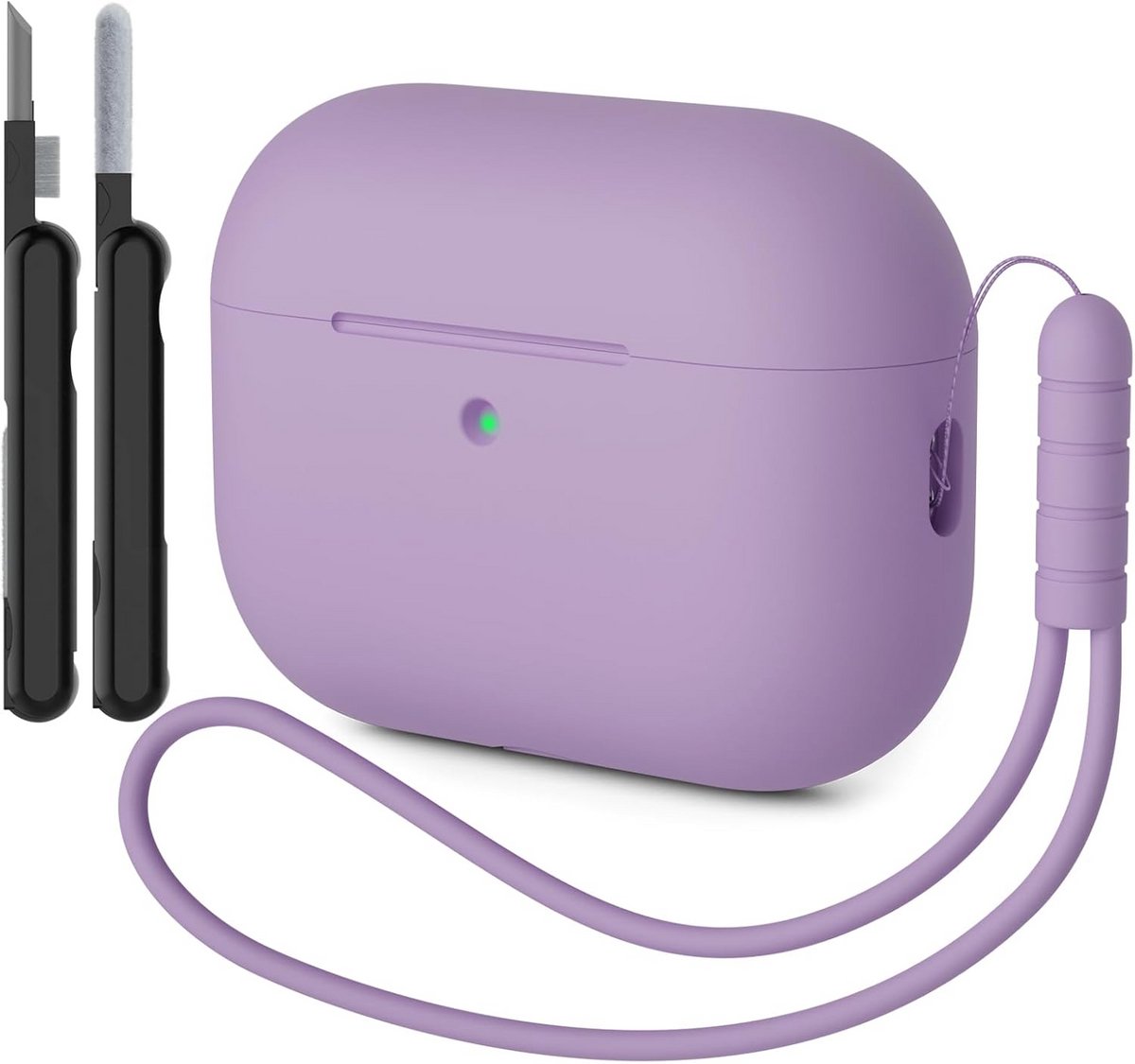 Schokbestendige Siliconen Hoes voor AirPods Pro 3e Generatie met Poetsset en Draagkoord