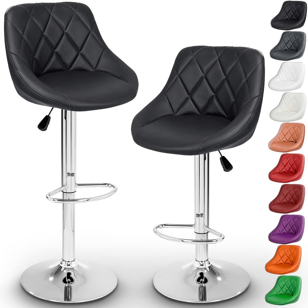 Barkrukken set Van 2 - Barkruk met Rugleuning - Barstoel - Zitcomfort
