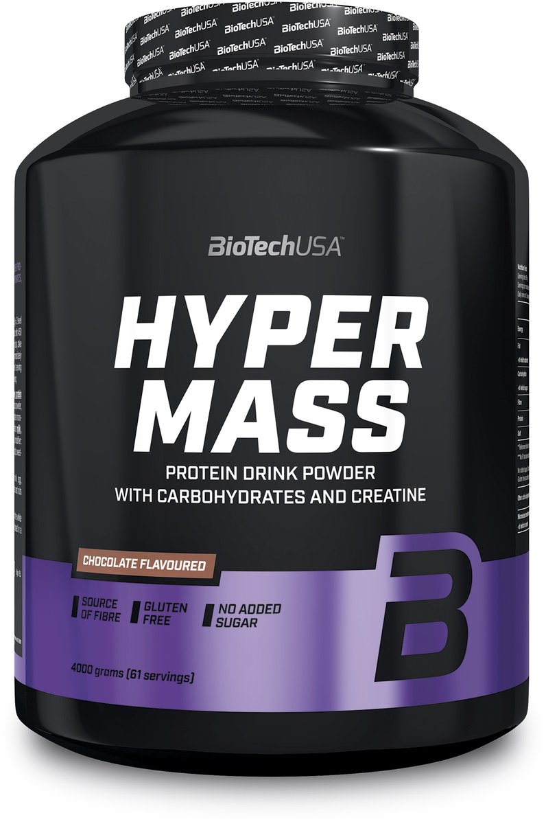 BioTechUSA Hyper Mass - Mass Gainer met Koolhydraten & Eiwitmengsel | Gemicroniseerde Creatine | Glutenvrij, 4 kg, Chocolade