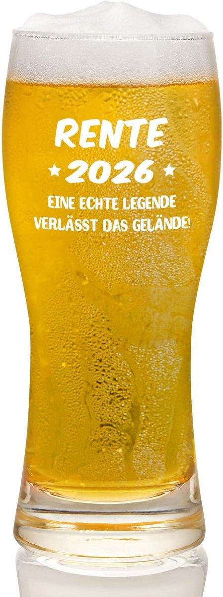 Graveerbaar Bierglas voor Pensioen 2026 Cadeau