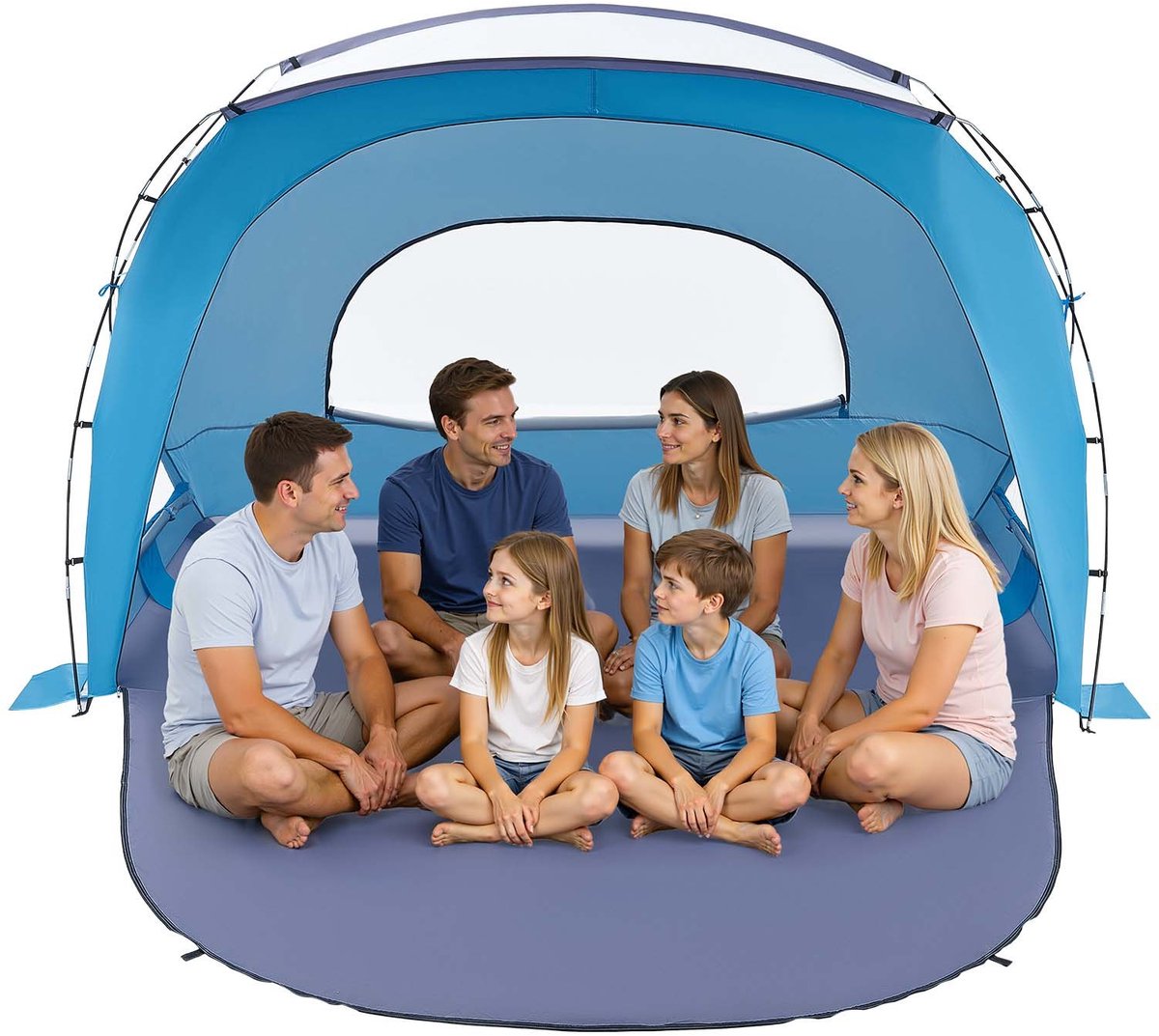 Strandtent - Zonnetent/Strandluifel - Voor 6 Personen - UPF 50+ UV-bescherming - Met Draagtas - Met Grondankers - Stevig