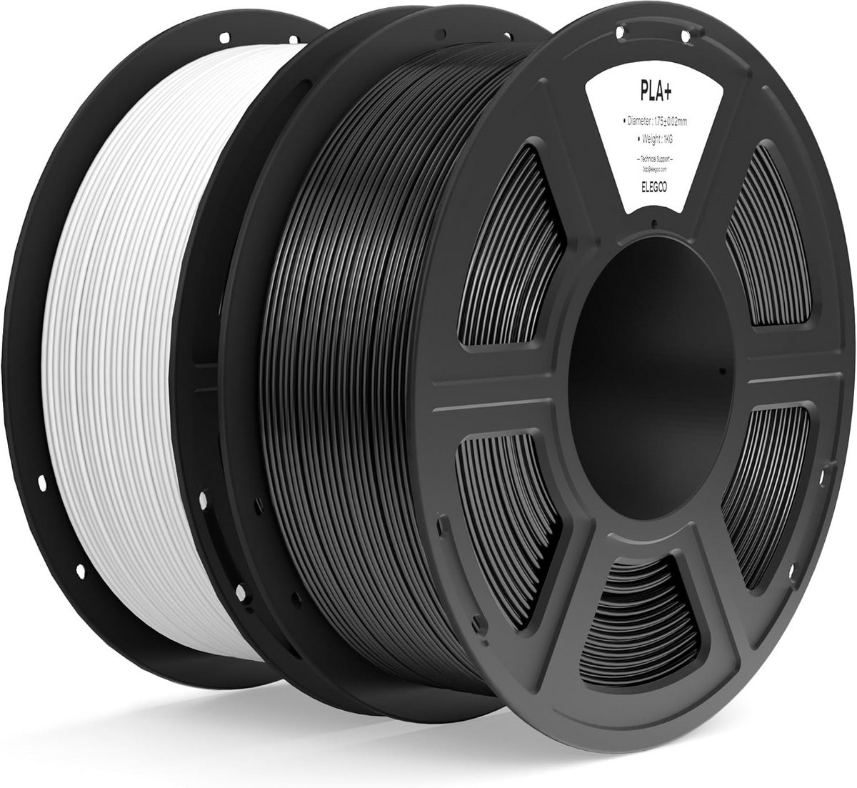 PLA+ 3D-Printer Filament 1,75 mm - 2kg Zwart en Wit Spoel