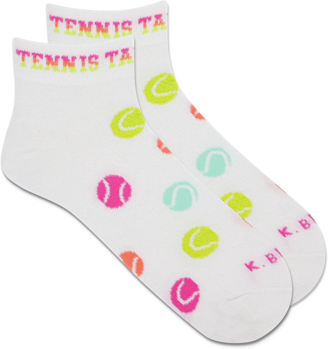 Dames Enkel Sokken met Tennisbal Print - Wit, Maat 3.5-9 UK