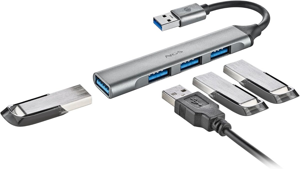 4-Poorts USB Hub - USB 3.2 Gen 1 (5 Gbps) & 3x USB 2.0 - Compact en Plug & Play voor PC en Mac