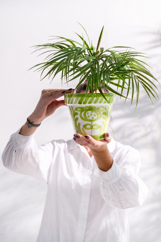 J-Line cache-pot Granada Handmade + Painted - céramique - vert - small - Ø 21 cm