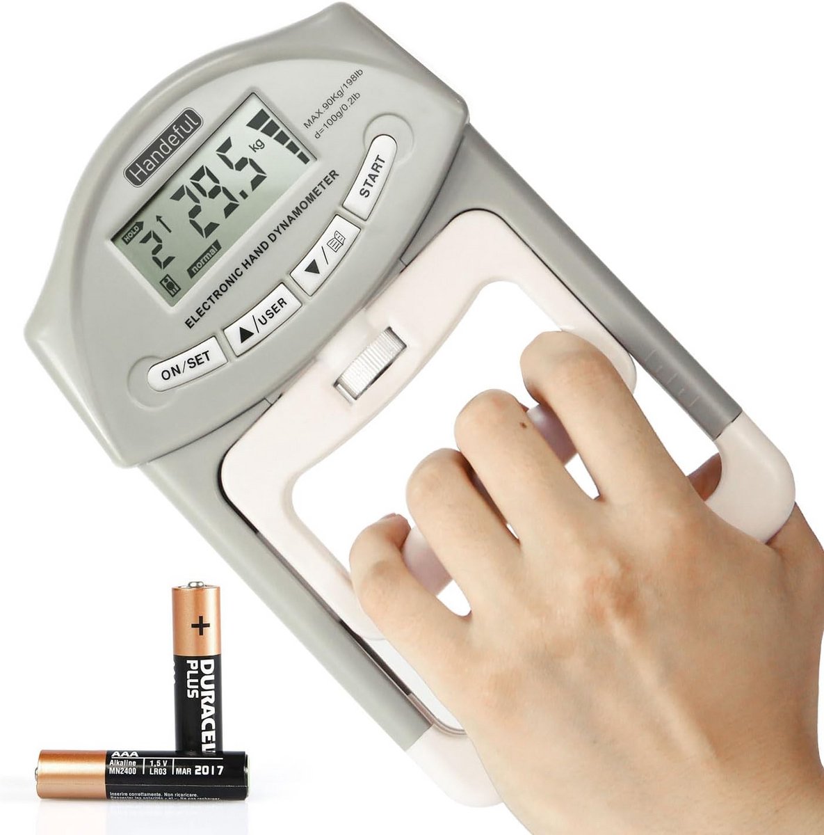 Digitale Handkrachtmeter met Geheugenfunctie tot 90 KG