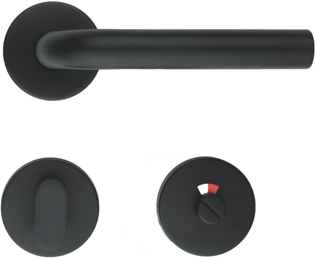 HDD PRO Deurklink L-vorm | 19mm | Mat zwart | Inclusief wc beslag | 6.020.092