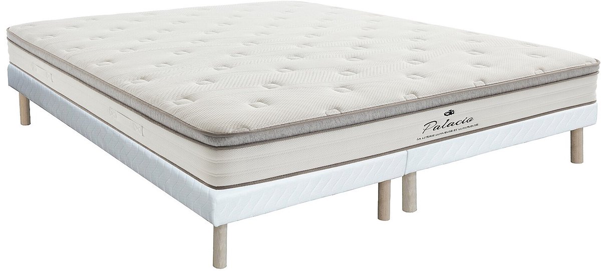 Vente-unique Set van stoffen bedbodem 180 x 200 cm en pocketveringmatras 7 zones met TPE-toplaag, dikte 28cm - ONEBIA van PALACIO