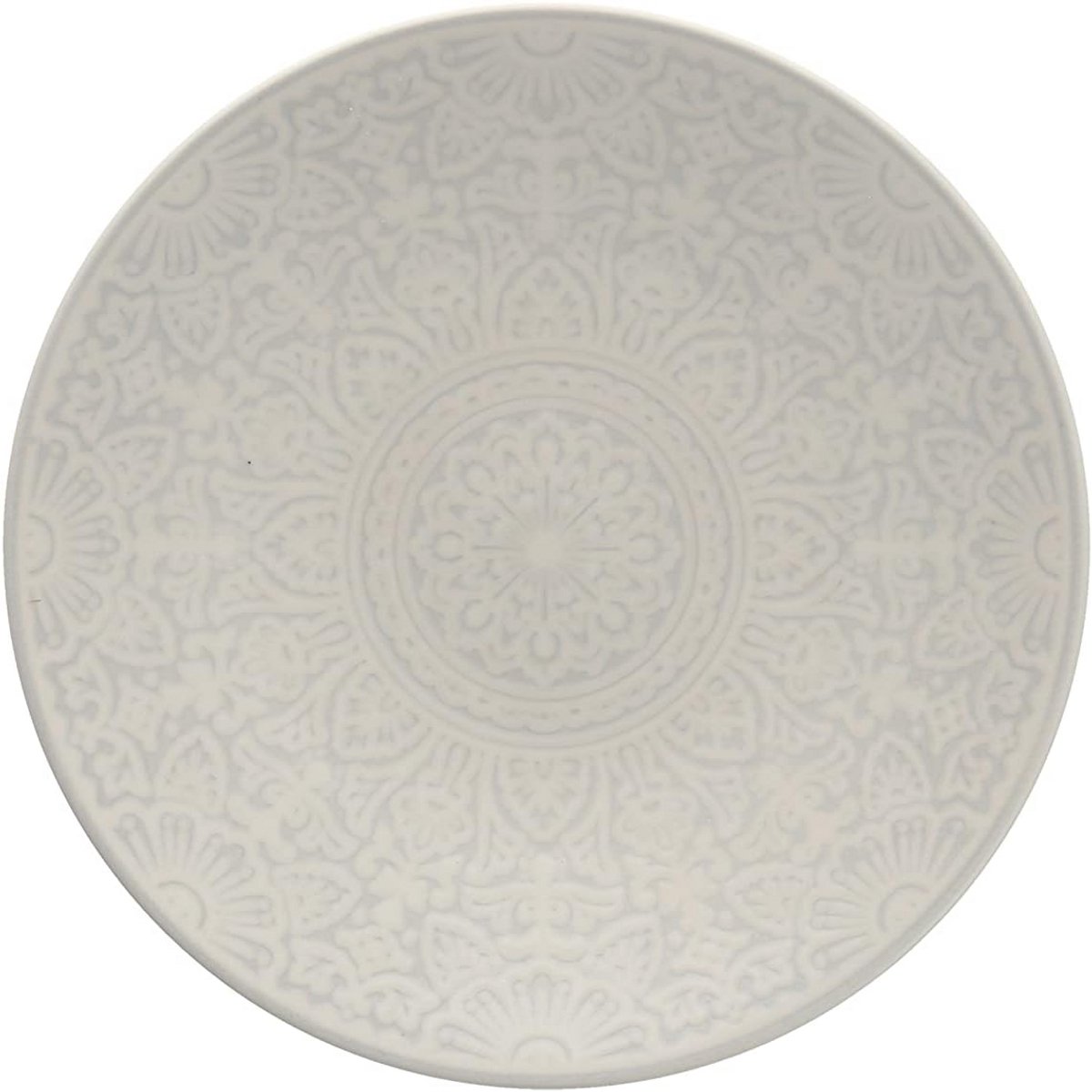 Set van 4 Ronde Saladeborden Grijs 21,5 cm met Decoratieve Rand - Keramiek