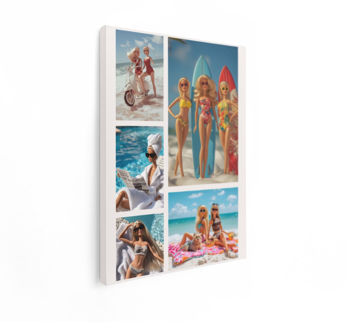 Artaza Canvas Schilderij Barbiepoppen - 30x40 cm - Wanddecoratie Zomer Zee - Muurdecoratie