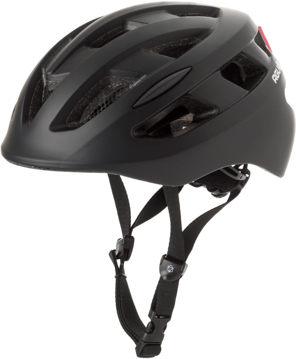 AGU Civick - Urban Helm - Fietshelm - E-bike helm - Met LED-achterlicht - 16 Ventilatiegaten - In-mold - Verstelbaar Direct-Dial - Unisex - Zwart - 54-58cm