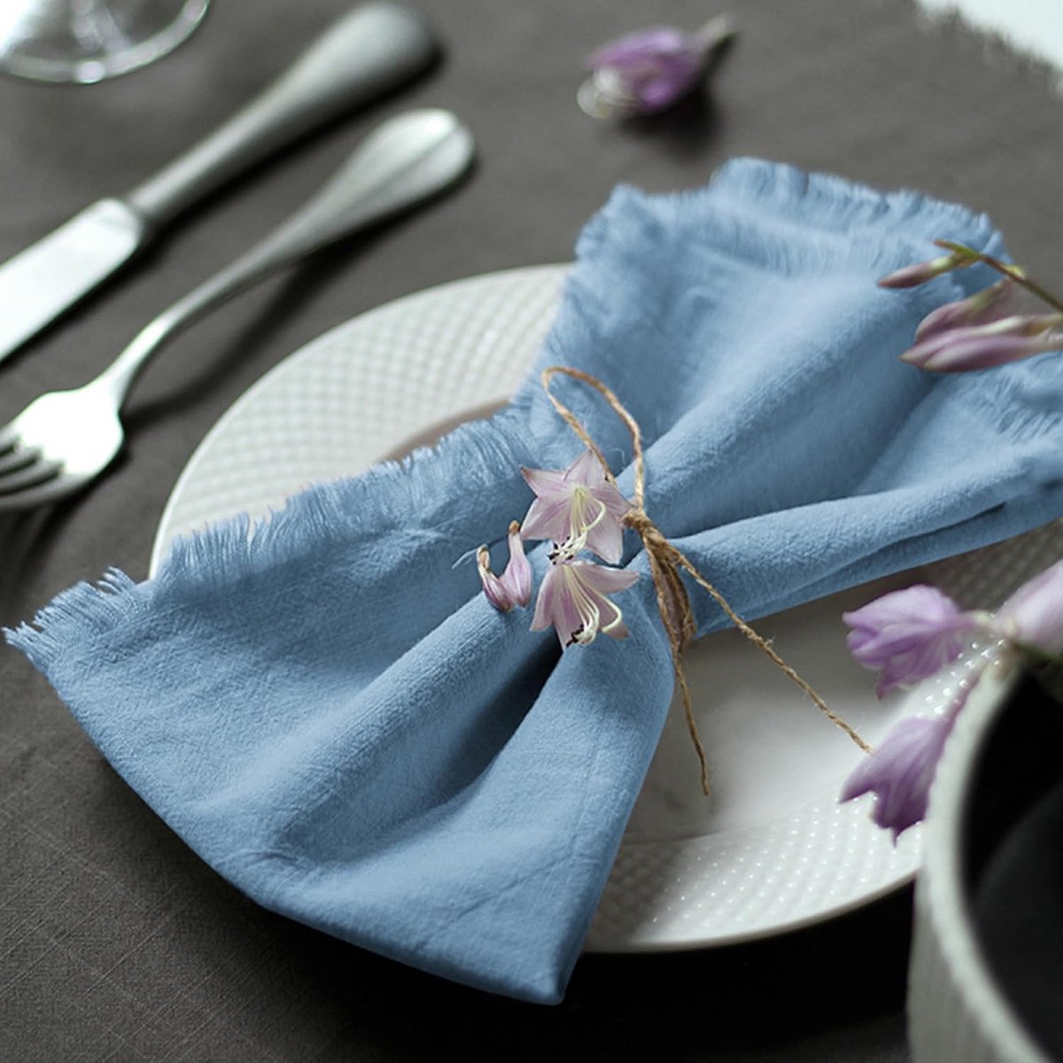 Set van 4 Katoenen Servetten met Franjes voor Diners en Feesten