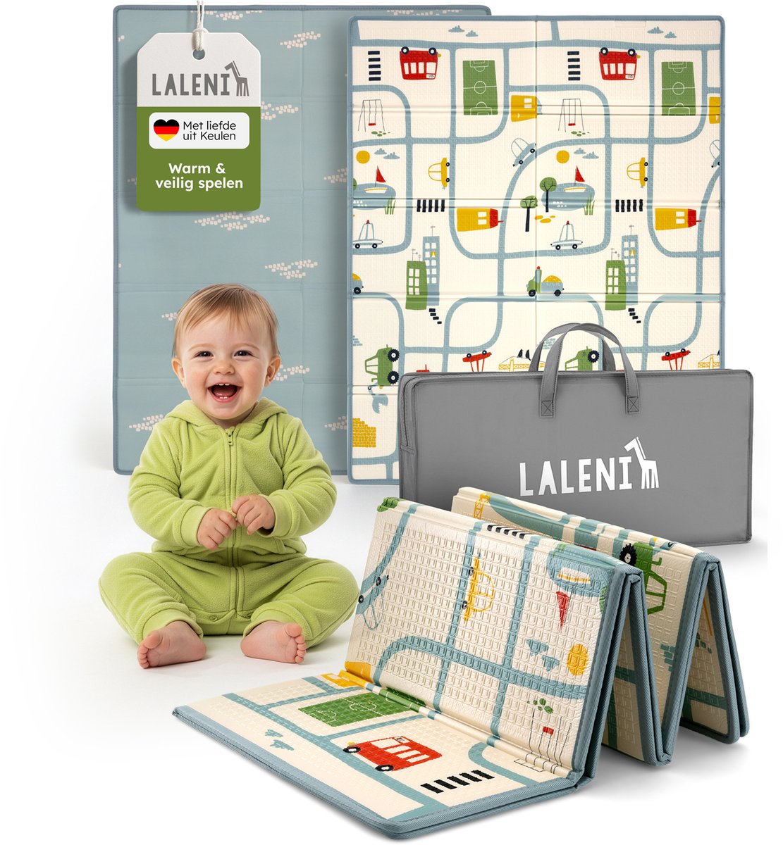 Laleni Speelmat Sindal - Waterdicht Speelkleed Baby - Met Tas - 120 x 150 x 1 cm - Stadsprint