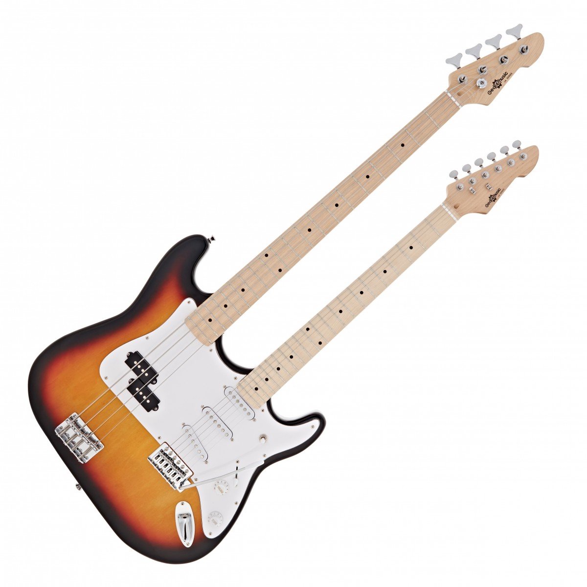 LA Dubbelhals Bas- en Elektrische Gitaar van Gear4music, Sunburst