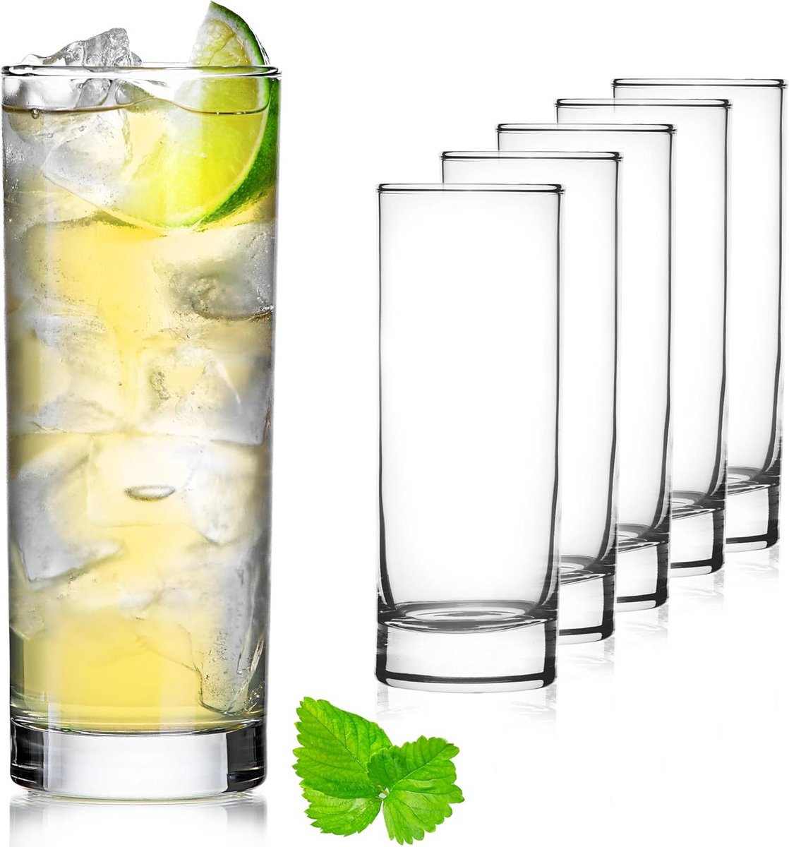 Set van 6 Glazen 340 ml voor Water, Sap en Longdrinks