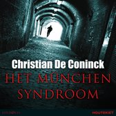 Boekcover: Christian De Coninck, "Het München Syndroom". Een man loopt weg van het licht aan het einde van een donkere, stenen tunnel.