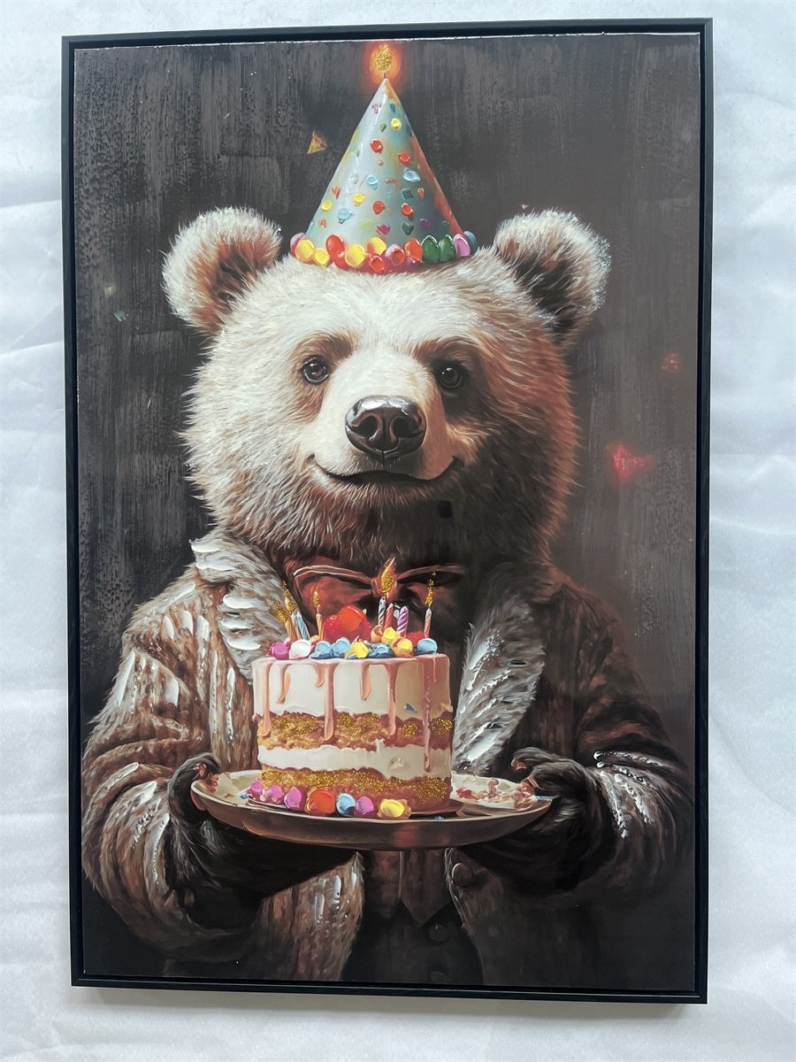 Schilderij birthday bear 60x90cm