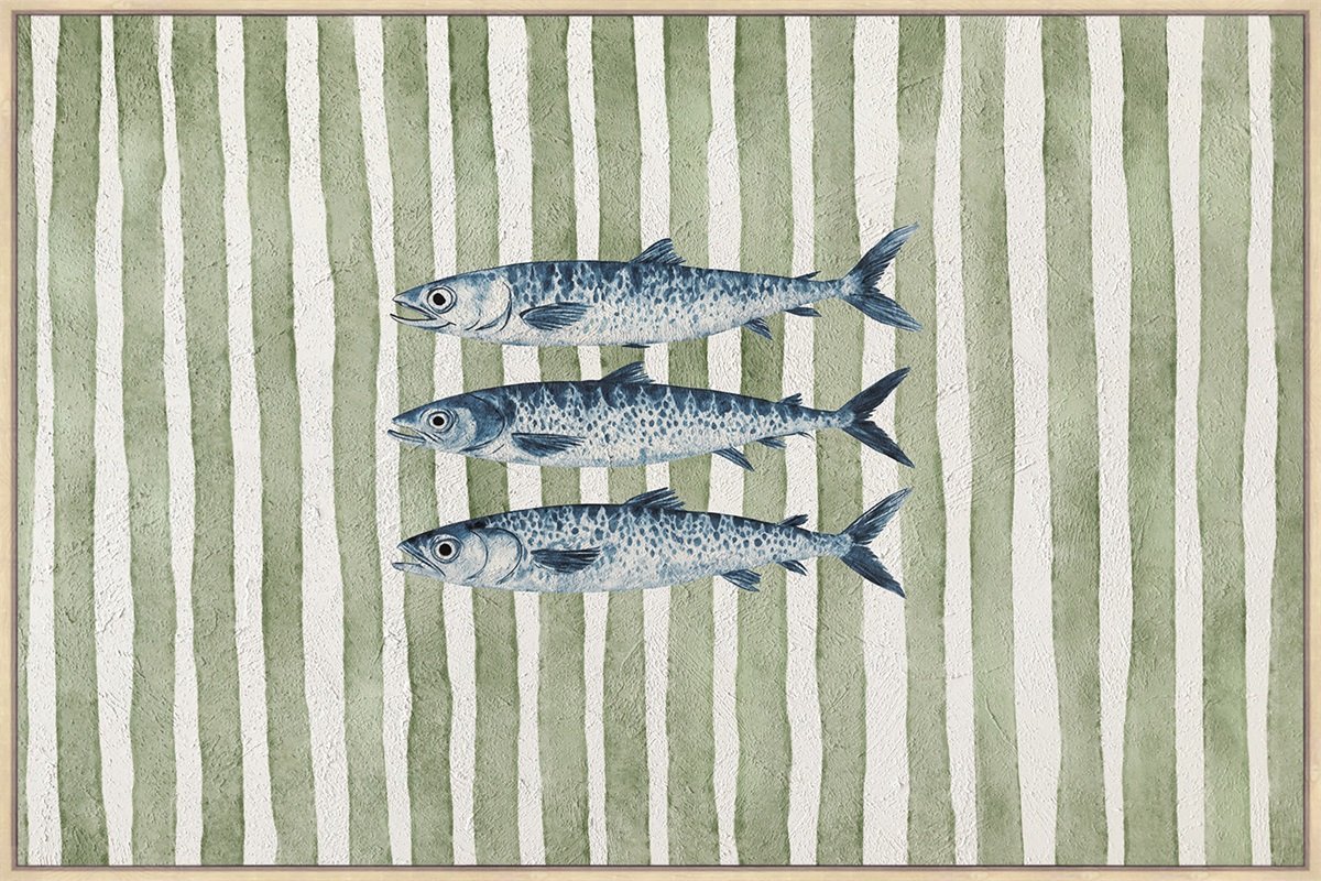 Schilderij Fish and Stripes 90x70cm