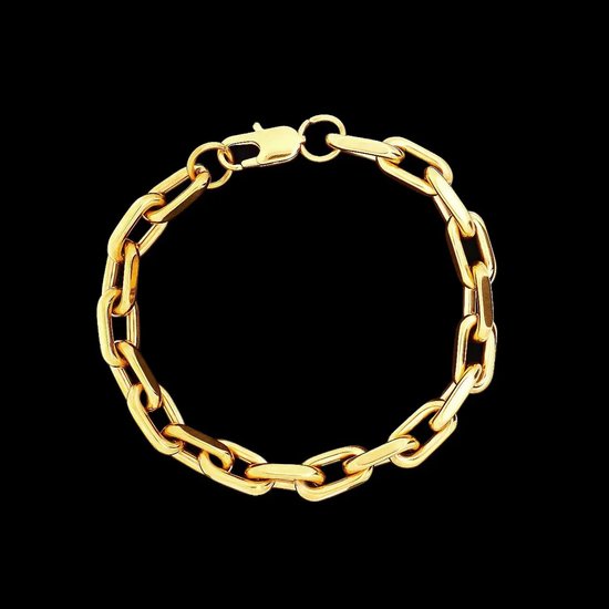Bracelet à maillons en forme d'ancre en acier inoxydable doré.