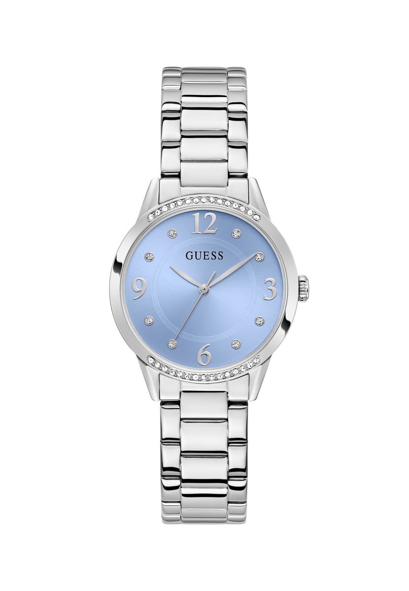 Guess Angelina Quartz Analoog Horloge Silver Tone Behuizing: 100% Roestvrij Staal| Armband: Roestvrij Staal 34 mm U1478L1M, U1478L2M, U1478L4M, U1478L5M, U1478L6M