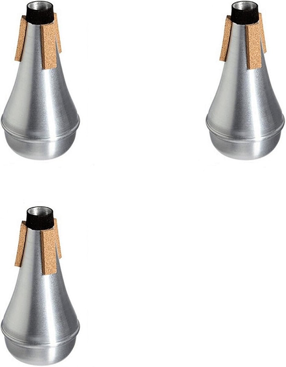 Trompetdemper Set - Oefen demper - Stil oefenen - Lichtgewicht aluminium - 3 stuks - Zilver