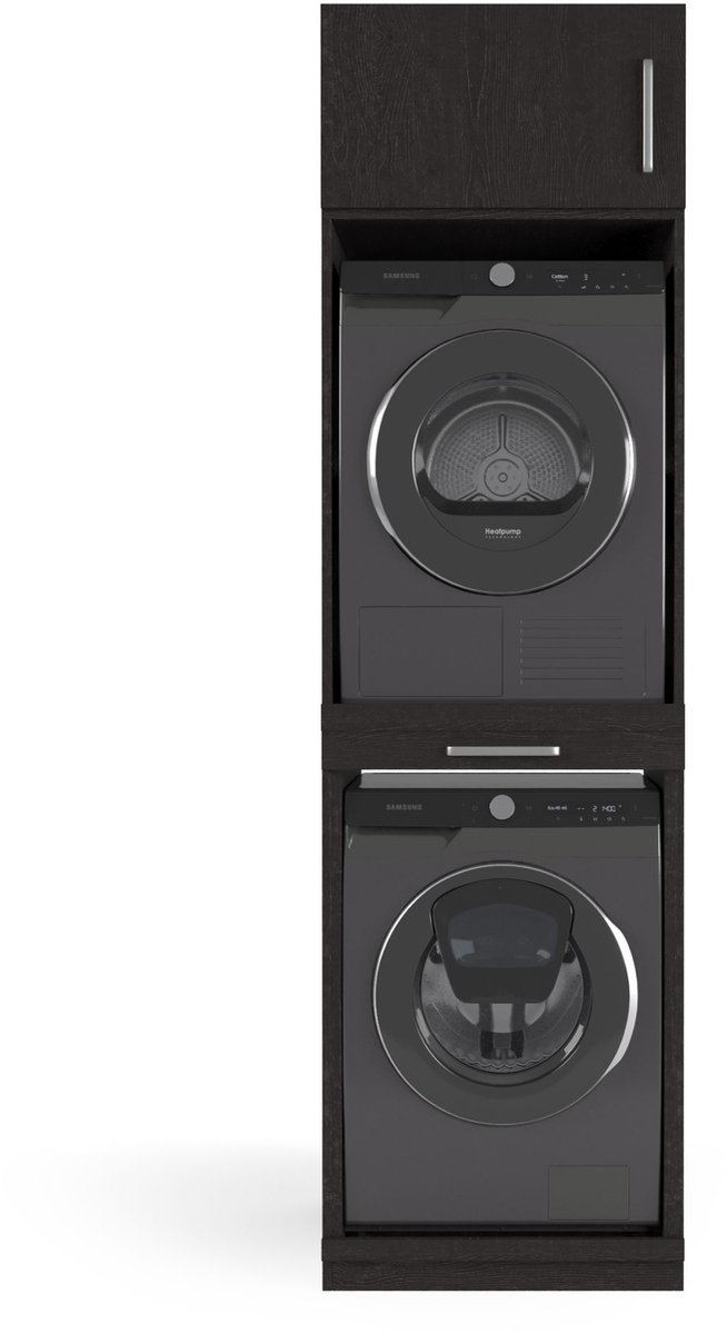 Wasophoogte® Wasmachine Kast Sydney - Wasmachine verhoger - Wasmachine ombouw - 700(D)*665(B)*2350(H) mm - Zwart