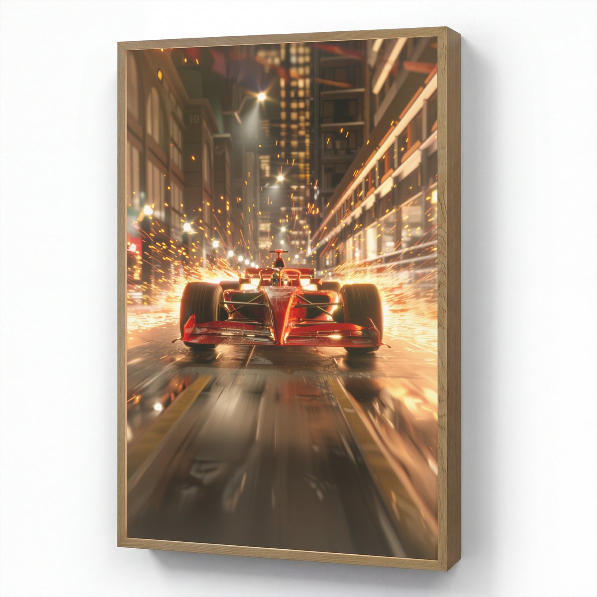 Nachtlampje 70x100 cm - Kinder lamp - Formule 1 - Auto - Race - Goud - Jongens - Tafellamp