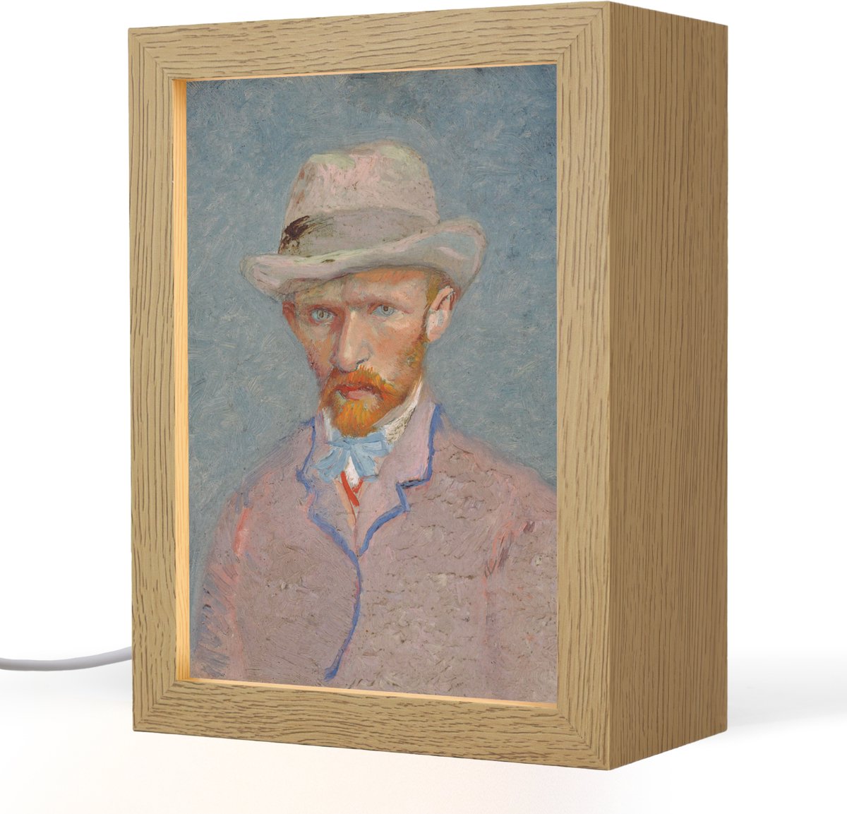 Tafellamp 15x20 cm - LED lamp - Zelfportret - Vincent van Gogh - Decoratieve tafellampen - Dimbaar - Tafellampje slaapkamer - Woonkamer binnen