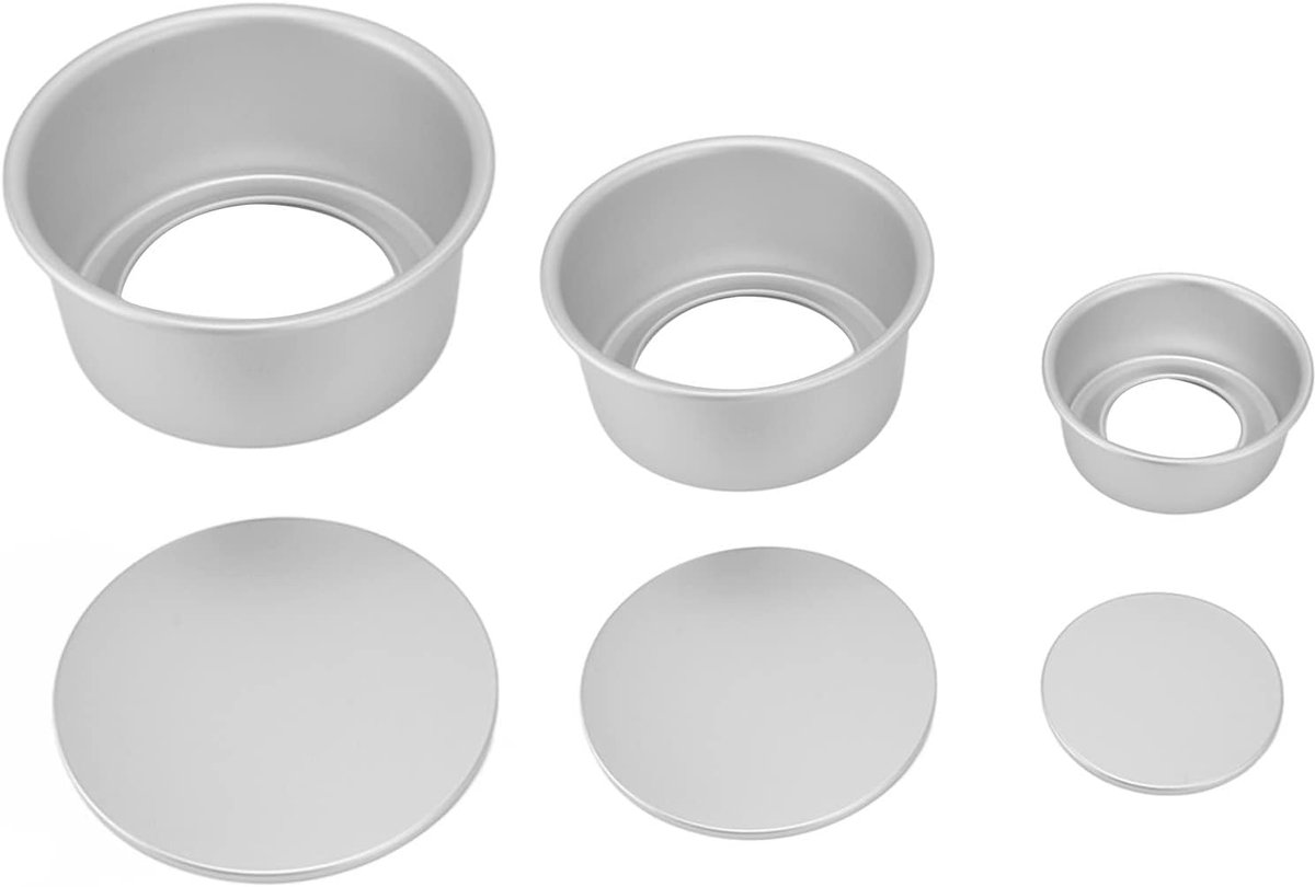 Ronde Cake Pan Set - Bakvormen Set - Taarten Bakken - Verwijderbare Bodem - 4 6 8 Inch - Zilver