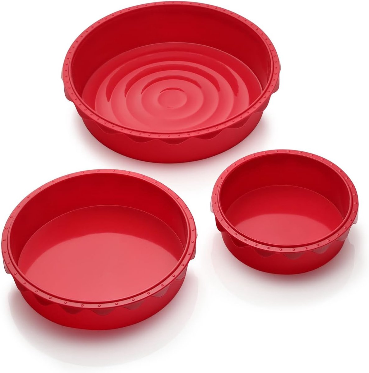 Siliconen Bakvorm Set - Ronde Vormen - Taarten Bakken - Vaatwasmachinebestendig - 3 Maten - Rood