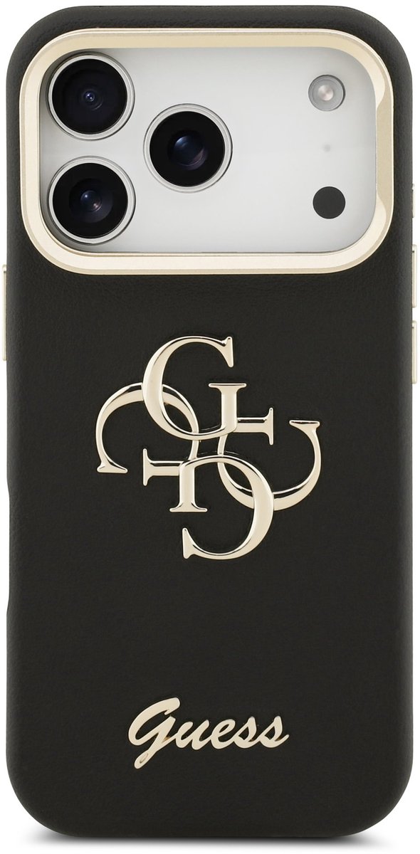 Guess 4G Logo met Camerastand functie geschikt voor iPhone 17 Pro hoesje - Zwart