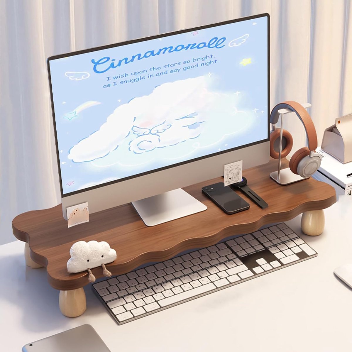 Monitor Verhoger - Bureau Organizer - Ergonomisch Werken - Stevig Houten Ontwerp - Tot 70cm Breed - Keuze Uit Kleuren
